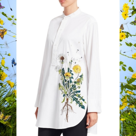 ^$1990 NEW OSCAR DE LA RENTA  DANDELION BOYFREIND RUNWAY BLOUSE US XL 14 - Picture 6 of 14
